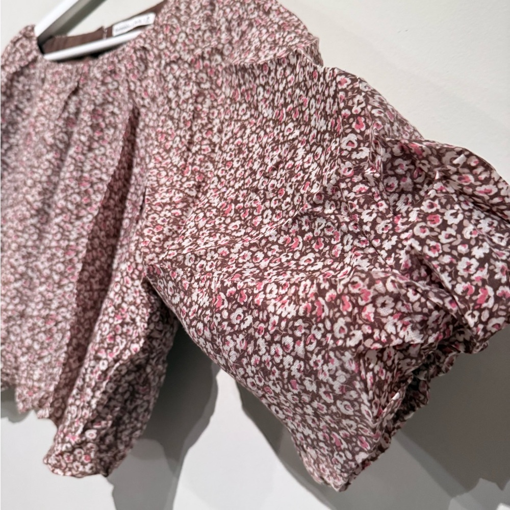 Abercrombie & Fitch floral crop top Peasant Boho Women M spring summer - Picture 7 of 9